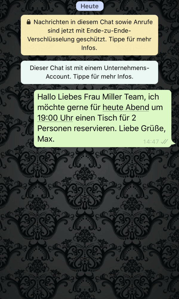 WhatsApp Chat, Frau Miller